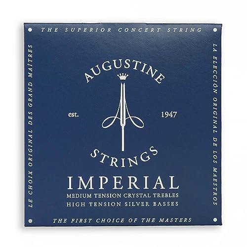 Offerta a tempo: Augustine 650477 Corde per Chitarra Classica, Etichetta Imperial, Set Cantini Precision-Round High Tensione, Corde Basse High Tensione, Muta Blu - 0.00% da 22.40 € a 22.40 €