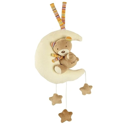 Fehn boîte à musique Teddy sur la lune - Doudou et Aide à l'endormissement: boîte à musique à remonter, mélodie douce et apaisante Berceuse de Brahms - pour Bébés et Tout-Petits dès 0 mois