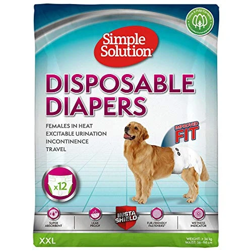 Limited-time offer: Simple Solution Disposable Dog Diapers for Female Dogs, Super Absorbent Leak-Proof Fit with Wetness Indicator for Excitable Urination, Incontinence or females in heat - 12 pack from 13.59 GBP to 12.29 GBP (save 10%)
