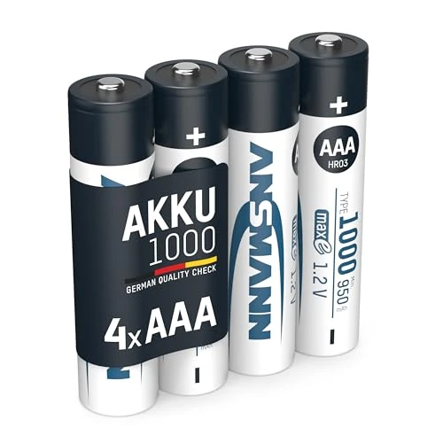 Offerta a tempo: ANSMANN Micro AAA Tipo 1000mAh Batteria Ricaricabile ad Alta Capacita 4x Micro AAA NiMH HR03 - 35% da 16.98 € a 10.99 €