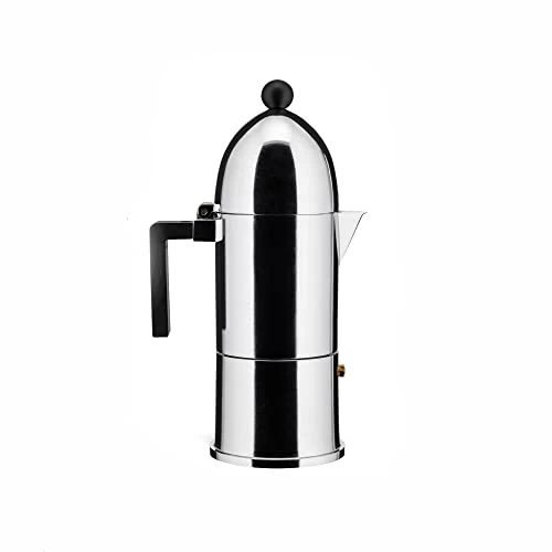 Alessi "LA CUPOLA" Espressomaschine 6. Tassen aus Gußaluminium; Griff und Knopf aus PA, schwarz, 8 x 22.5 x 11.5 cm