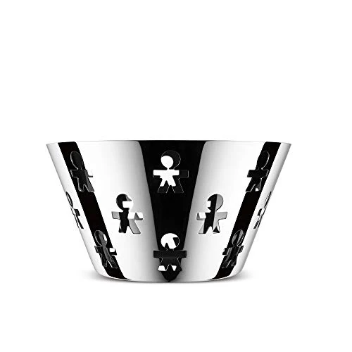 Alessi Girotondo AKK05 Fruttiera di Design con Decoro Traforato, Acciaio Inox 18/10, Lucido
