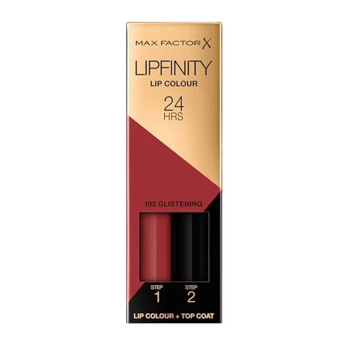 Offerta a tempo: Max Factor - Lipfinity Lip Colour - Rossetto Lunga Durata e Gloss Idratante con Applicazione Bifase - Nuance 102 Glistening - 2.3 ml e 1.9 g - 47% da 21.50 € a 11.48 €