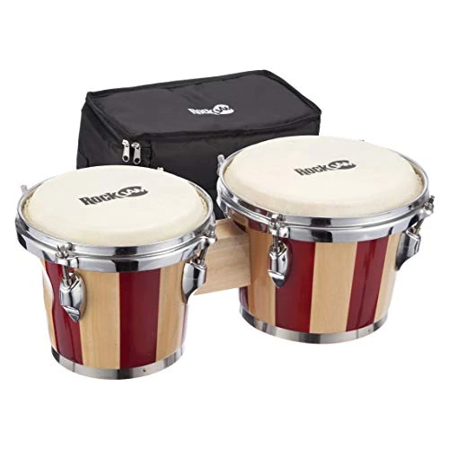 Limited-time offer: RockJam RJ-100301 7" and 8" Bongo Set with Padded Bag and Tuning Wrench Red and Natural Stripe(Design may vary) from 34.31 GBP to 34.31 GBP (save 0%)
