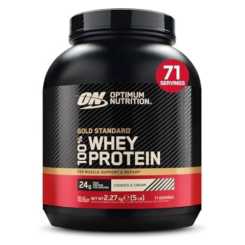 Offerta a tempo: Optimum Nutrition Gold Standard 100% Whey, Proteine in Polvere, Gusto Cookies and Cream, 2.27kg, 71 Porzioni, La Confezione Può Variare - 7% da 89.99 € a 83.99 €