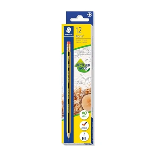 Offre limitee: Staedtler Noris 122, Crayons graphites extrêmement résistants avec embout gomme, Étui carton avec 12 crayons HB 2 mm, Pour écriture, dessin et croquis, 122-HB VE de 8.09 EUR a 7.86 EUR (economie 3%)