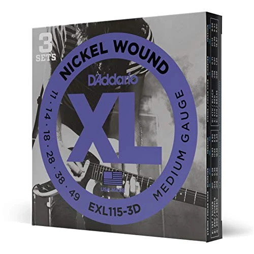 Offre limitée : D'Addario EXL115-3D Nickel Wound Electric Guitar Strings, 3 Sets, Medium/Blues-Jazz Rock, 11-49, 3 Sets de 19.90 € à 19.90 € (0.00% de remise)