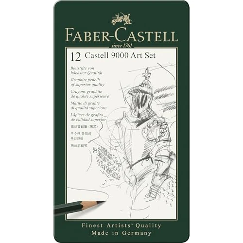 Faber-Castell Art Set 9000 F119065 Zestaw Ołówków 8B-2H, Zielony, 12 sztuk