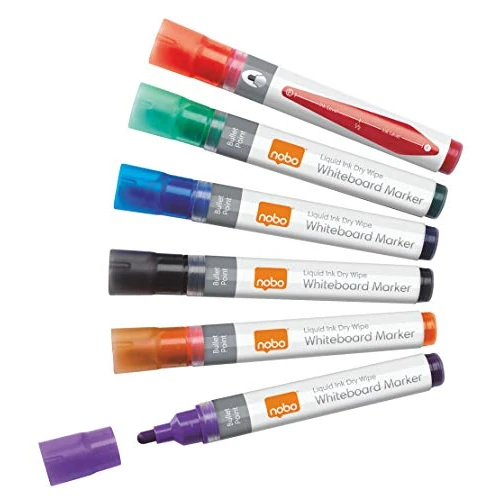 Offre limitée : Nobo Marqueurs Effaçables à Sec Liquid Ink pour Tableau Blanc, Pointe Ogive de 3mm, Lot de 6, 1901077, Couleurs Assorties de 13.77 € à 13.77 € (0.00% de remise)