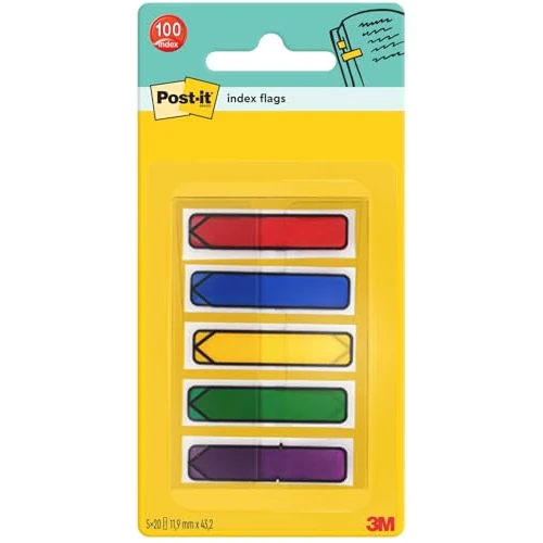 Limited-time offer: Post-it Index Arrow Flags, 100 Flags, 11.9 x 43.2 mm, Assorted Colours from 6.88 £ to 5.23 £ (save 24%)