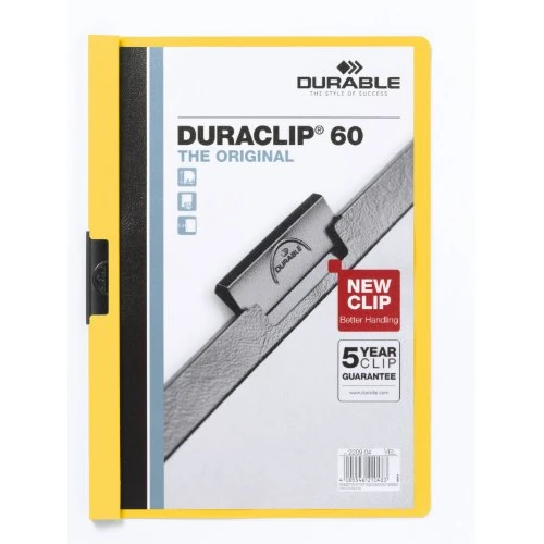 Oferta limitada: Durable 220904 Duraclip Original 60 (para 1-60 hojas de A4), 25 piezas, amarillo de 29.99 EUR a 29.99 EUR (ahorro 0%)