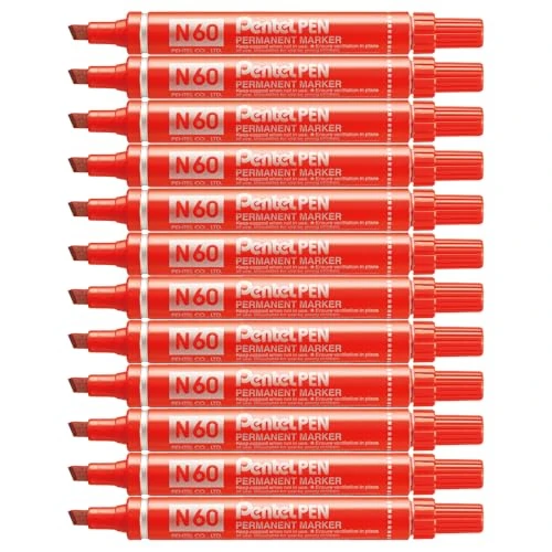 Offerta a tempo: Pentel Pen N60 Marcatore Permanente Punta Scalpello Rosso 12 Pezzi - 44% da 31.80 € a 17.68 €