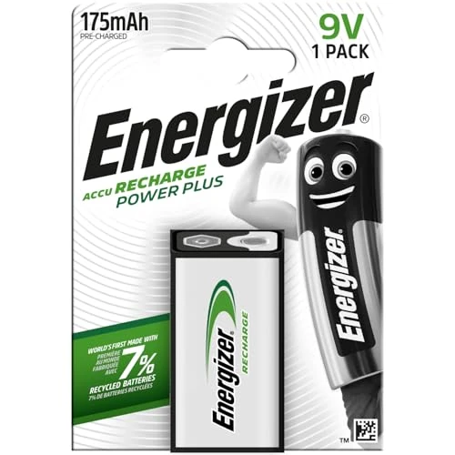 Offerta a tempo: Energizer Recharge Power Plus - Batteria 9V (Confezione da 2) - Pile Ricaricabili 175 mAh NiMH - pronte all'uso - per rilevatori antincendio, rilevatori di fumo - 100% imballaggio riciclabile - 37% da 13.90 € a 8.73 €