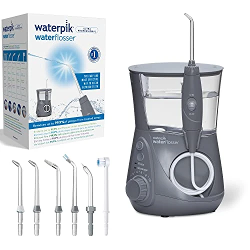 Offerta a tempo: Waterpik Idropulsore Dentale Ultra Professional con 7 Testine e Sistema Avanzato di Controllo della Pressione con 10 Impostazioni, Strumento di Rimozione della Placca Dentale, Grigio (WP-667EU) - 35% da 99.99 € a 64.99 €