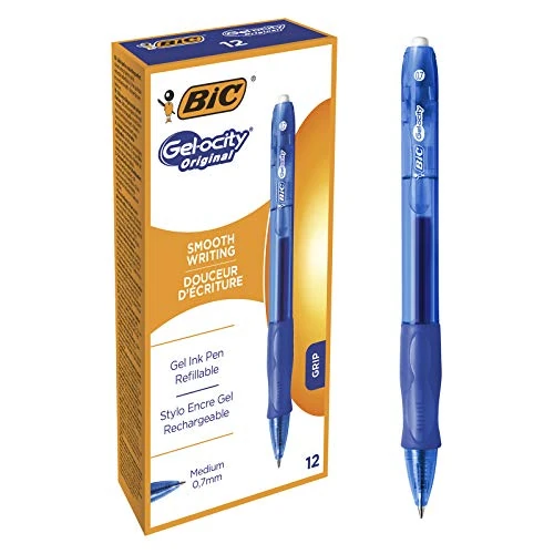 Limited offer: BIC Gel-ocity Original, Gel Ink Pens, With a Soft Grip, Seamless Smooth Writing, in Blue, Medium: 0.7mm, Pack of 12 from 13.25 EUR to 12.19 EUR (save 8%)