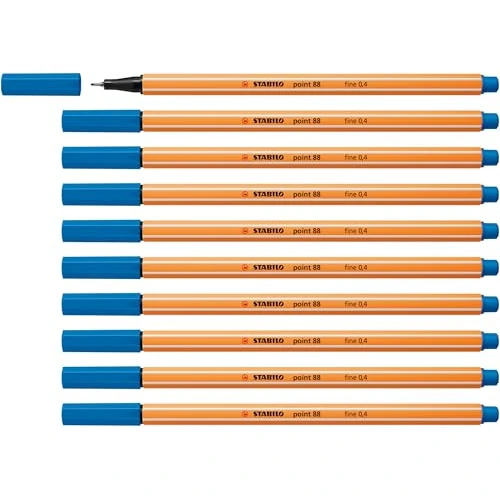 Offerta a tempo: STABILO - Fineliner - point 88 | Confezione da 10, Blu Scuro - 0.00% da 13.41 € a 13.41 €