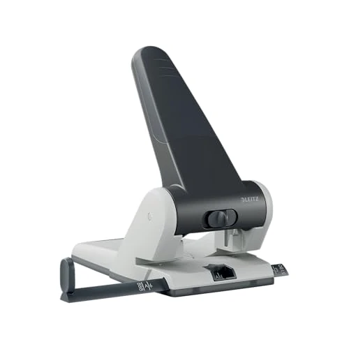 Offerta a tempo: Leitz, Perforatore a 2 fori per casa e ufficio pratica e robusta con impugnatura antiscivolo, Fora fino a 65 fogli, Bucatrice da tavolo e scrivania con cassetto di raccolta inferiore, Nero, 51800095 - 54% da 88.80 € a 41.00 €