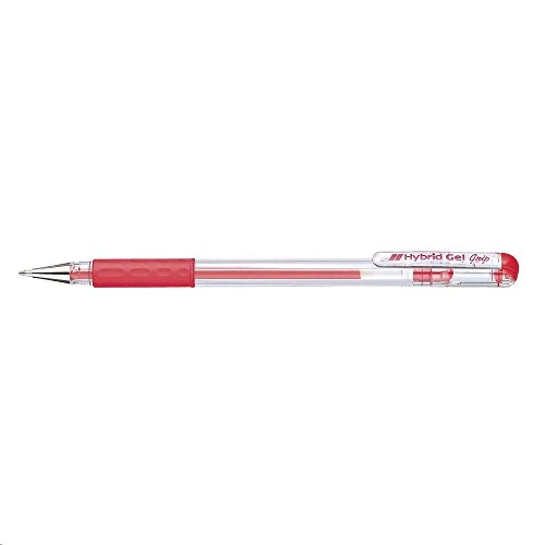 Offerta a tempo: Pentel, penna gel a sfera Hybrid Gel Grip Rollerball, punta da 0,6 mm, tratto da 0,3 mm, nero. Confezione da 12 Red - 0.00% da 9.67 € a 9.67 €