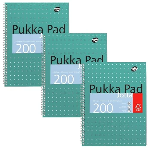 PUKKA JOTTA METALLIC A4 WRIT PAD 80GSM, 3 Pezzi