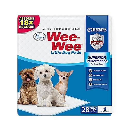 Limited offer: Four Paws Wee-Wee Superior Performance Unscented Little Pee Pads for Small Dogs, Leak-Proof Dog Housebreaking Potty Training Floor Protection, 16.5"x23.5", 28 Count from 5.50 EUR to 5.50 EUR (save 0%)