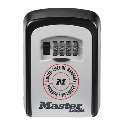 Master Lock Boite a clef sécurisée, Fixation murale, Extérieur, 11.9 x 8.5 x 3.6 cm, Gris/Noir