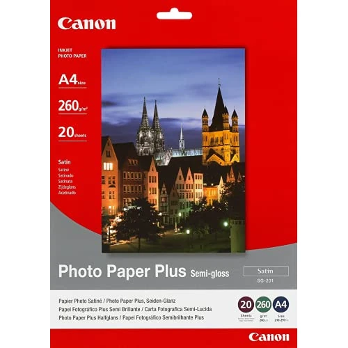 Zeitlich begrenztes Angebot: Canon Fotopapier SG-201 Plus Seidenglanz - DIN A4 20 Blatt Seidenmatt für Tintenstrahldrucker - PIXMA Drucker (260 g/qm) 1686B021 von 18.99 € auf 16.99 € (11% Rabatt)
