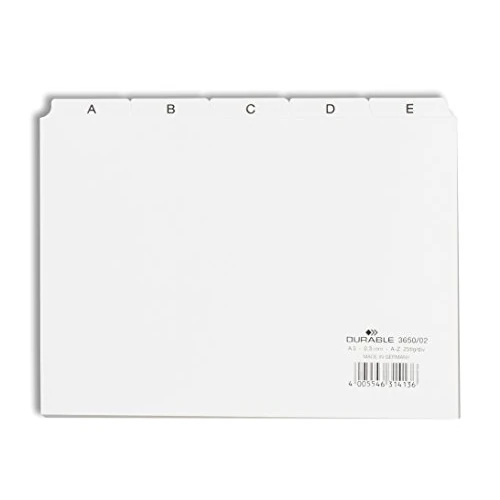 Offerta a tempo: Durable Divisore Alfabetico A5, Registro A-Z, 25 Pezzi, bianco, 365002 - 11% da 9.79 € a 8.75 €