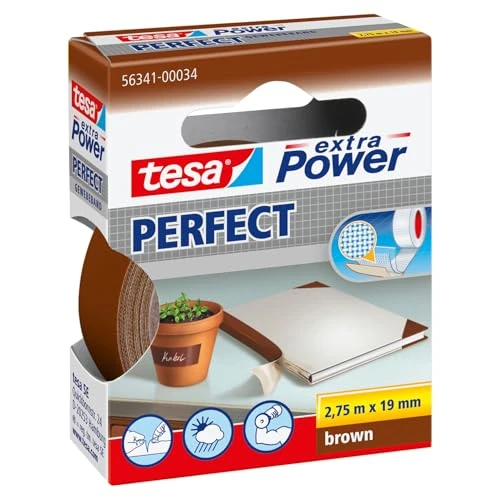 Limited-time offer: tesa Extra Power Perfect Cloth Tape - Fabric-Reinforced Repairing Tape for Crafting, Repairing, Fastening, Reinforcing and Labelling - Brown - 2.75 m x 19 mm from 3.90 GBP to 3.90 GBP (save 0%)
