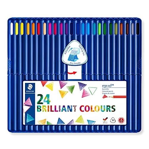 Offerta a tempo: Staedtler - Matite Colorate con Mina Resistente, Colori a Matita con Astuccio Incluso, Set Matite da Disegno Ideale per Cancelleria Scuola Università Ufficio, Matite Triangolari per Bambini, 24 Pezzi - 26% da 34.10 € a 25.16 €