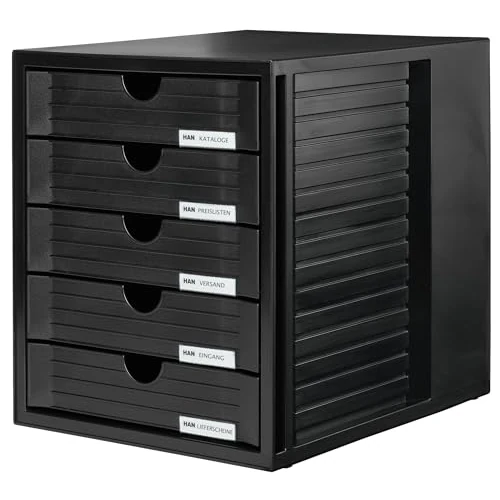 Han-Bürogeräte 1450-13 - Bandeja de correo apilable tamaño 27.5 x 32 x 33 cm color negro