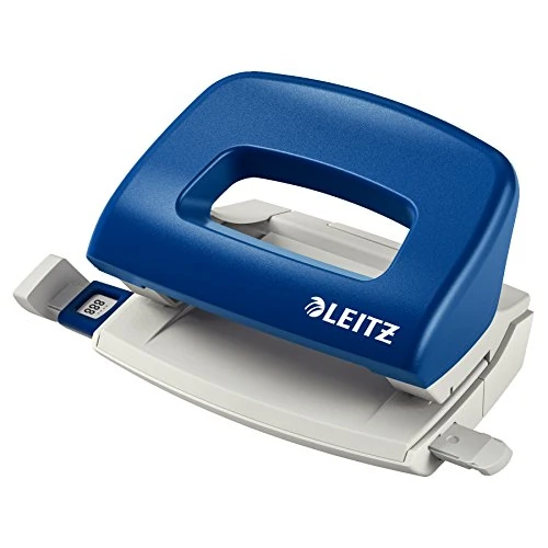 Offerta a tempo: Leitz Pratica Mini Perforatrice da Ufficio, Capacità fino a 10 Fogli, Blu, Metallo, Guida di Arresto con Barra di Selezione del Formato, Gamma NeXXt, 50580035 - 0.00% da 13.47 € a 13.47 €