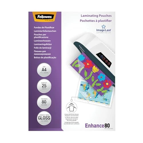Limited-time offer: Fellowes A4 Laminating Pouches - Gloss Finish - 25 Sheets - 160 Micron (2x80) Clear & Durable Laminating Pouch with Image Last Directional Quality Mark - Ideal for Photos and Notices from 8.75 £ to 8.75 £ (save 0.00%)
