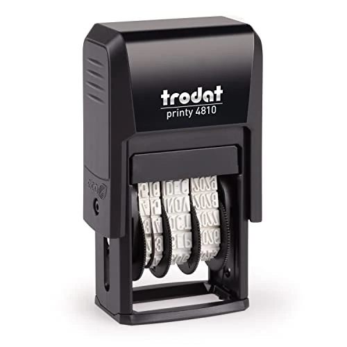 Trodat Sello de fecha Printy 4810, mes en letras, 3,8 mm, alemán, color negro, 20 x 4 mm
