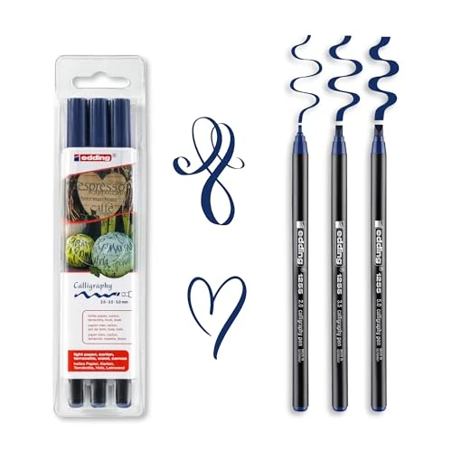 Offerta a tempo: edding 1255 Pennarello punta calligrafica; Set 3 pz.; Colore blu acciaio; Tratti 2,0 mm, 3,5 mm, 0,5 mm - 0.00% da 9.74 € a 9.74 €