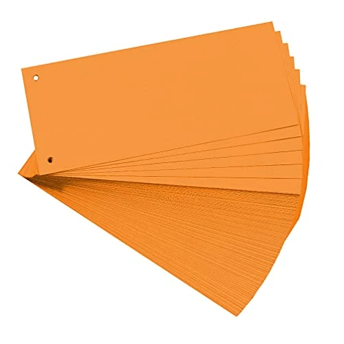 Exacompta - Ref 13365B - Bristol Card Punched Dividers (Pack of 100) - 105 x 240mm, 180gsm Paper, 2-Hole Punched, Horizontal, Organise A4 Documents - Orange Colour