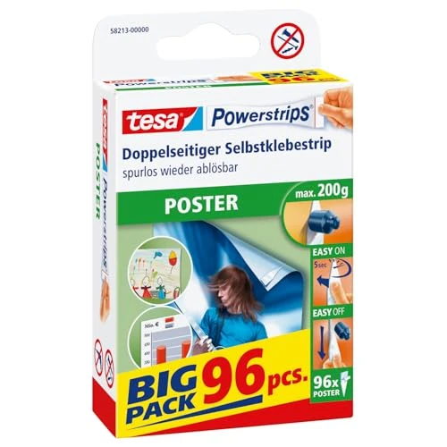 Offerta a tempo: tesa Powerstrips POSTER Confezione Grande - 96 Nastri Biadesivi - 11% da 20.99 € a 18.76 €