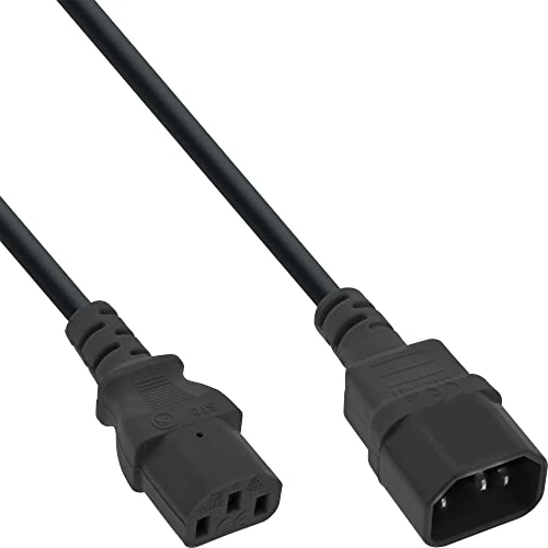 InLine® Power cable, InLine®, 3pin IEC M/F, black, 2m