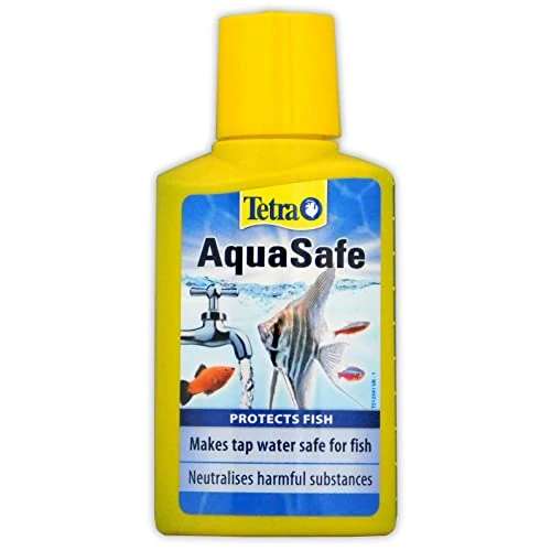 Tetra aquasafe (dissalatore di alta qualità per aquario coi pesci naturale, neutralizza le sostanze nocive ai pesci presenti nell'acqua), disponibile in diverse misure