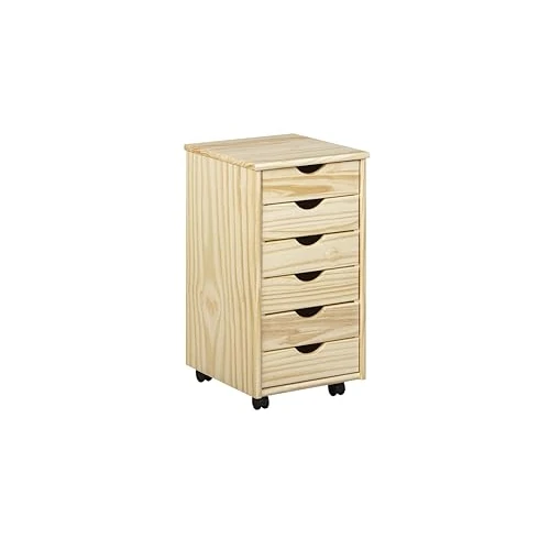 Offerta a tempo: Inter Link - Piedistallo mobile - Piedistallo mobile con 6 cassetti - Piedistallo per ufficio - Mobiletto - Carrello mobile - Cassettiera - Legno di pino massiccio - Laccato naturale - LxPxH: 35x39x66 cm - Nils — 24% da 66,12 € a 50,34 €