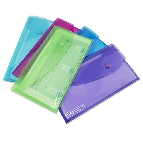Limited-time offer: Rapesco 0690 DL Bright Transparent Popper Wallet - Assorted Colours (Pack of 5) from $30.99 to $30.99 (save 0.00%)
