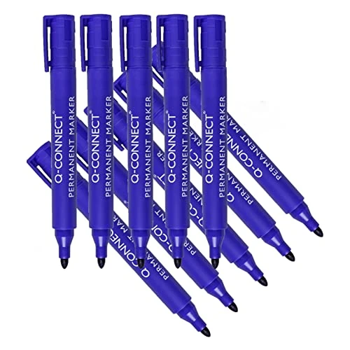 Offerta a tempo: Q-Connect Pennarello indelebile a punta tonda blu (confezione da 10) - 35% da 5.03 € a 3.25 €