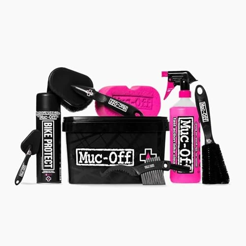 Muc-Off 8 in 1 Bike Cleaning Kit - Cleaning Bundle with Nano Tech Bike Cleaner, Bike Spray, Cleaning Brushes and Storage Tub - For MTB, Road Dirt and Gravel