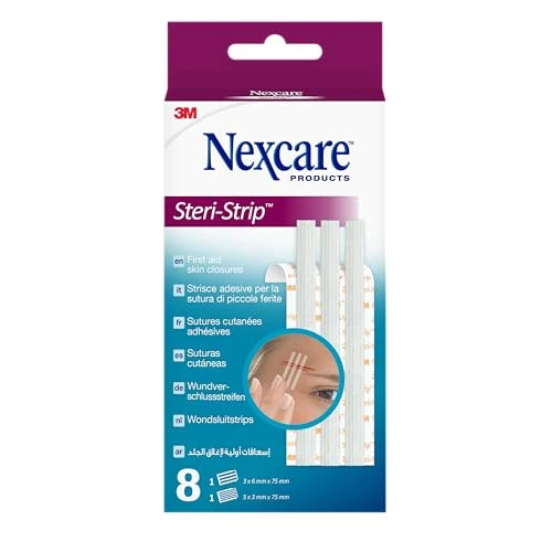 Oferta limitada: Nexcare Cierres de Piel Steri-Strip, Tamaños Variados, 8 tiras adhesivas por paquete, adecuados para asegurar y cerrar pequeños cortes y heridas, apósitos para kits de primeros auxilios de 7.99 EUR a 6.65 EUR (ahorro 16%)