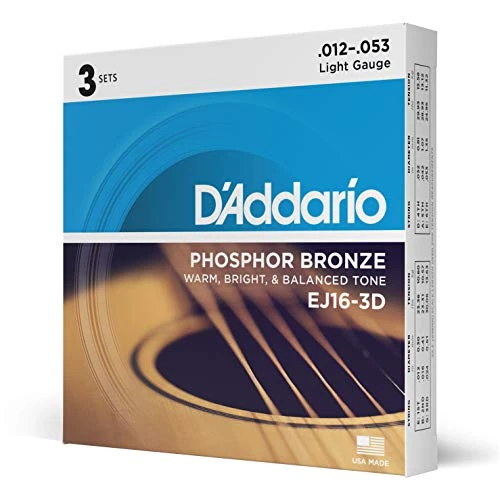 Oferta limitada: D'Addario Cuerdas Guitarra Acustica - Cuerdas de Guitarra - Cuerdas de Guitarra Acustica - EJ16-3D - Extra Ligero, 12-53 - 3-Paquete, 3-Pack, Light, 12-53 de 31.50 € a 22.90 € (ahorro 27%)