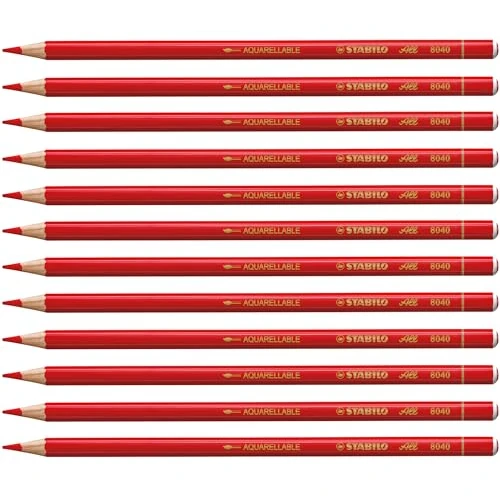 Offerta a tempo: STABILO All - Matita colorata per tutte le superfici - Confezione da 12 - Rosso - 23% da 28.20 € a 21.59 €