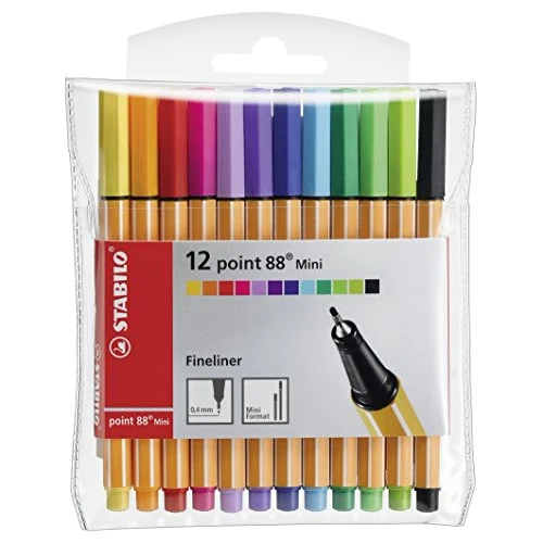 STABILO point 88 Mini - Fineliner - Astuccio da 12 - Colori assortiti