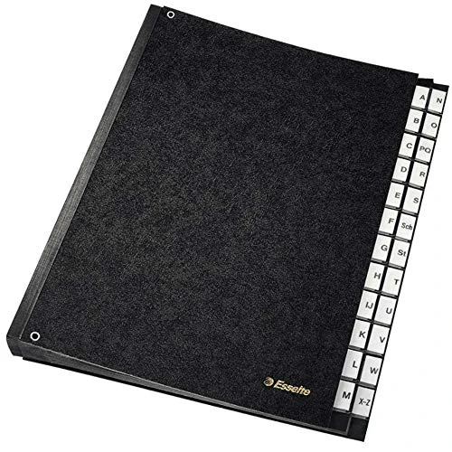 Zeitlich begrenztes Angebot: Esselte 629997 PultOrdner (A4, 24 Fächer, 24 Plastik-Taben mit Einsteckschildern, A-Z, Sichtlöcher, schwarze Hartpappe) schwarz von 23.18 € auf 22.49 € (3% Rabatt)