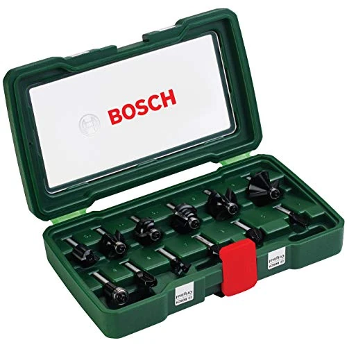 Bosch 12-Piece Tungsten Carbide Router Bit Set (for Wood, Shank Ø 8 mm, Accessory Routers)