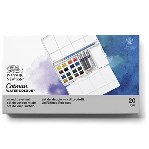 Tijdelijke aanbieding: Winsor & Newton 95438 0390375 Cotman aquarelverf, uitstekende transparantie, kleursterkte, tintsterkte en goede schildereigenschappen - Painting Plus Set halve napjes/tubes van 59.63 EUR naar 42.34 EUR (korting 29%)