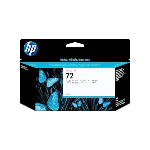 HP 72 C9370A Cartucho de Tinta HP DesignJet Negro Fotográfico, de 130ml, para Impresoras Plotter de Gran Formato T2300 eMFP, T1300, T1200, T1120, T1100, T1100 MFP, T795, T790, T770, T620, T610 y T600